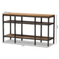 Caribou Console Table Rustic Industrial Style Oak Brown Wood with Black Metal Accents