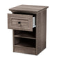 Dara Nightstand Traditional Grey Brown Oak Finished Wood with 1 Drawer for Bedroom Storage