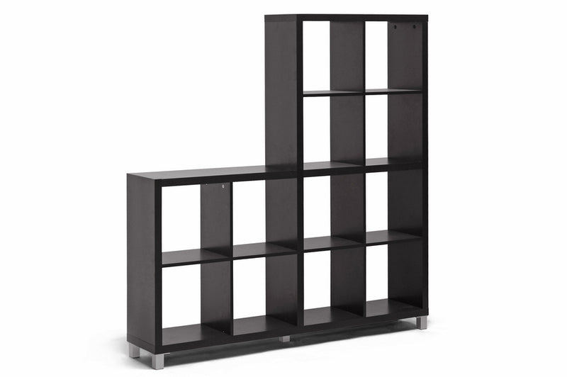 Sunna Modern Cube Shelving Unit in Dark Brown - Stylish Storage for Home or Office, Contemporary Design, Versatile Display, Space-Saving Furniture