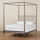 Elsa Queen Bed Modern Industrial Black Metal Canopy Frame for a Stylish Bedroom Look