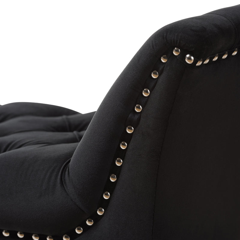 Chandelle Bench Luxe and Contemporary Black Velvet Upholstered