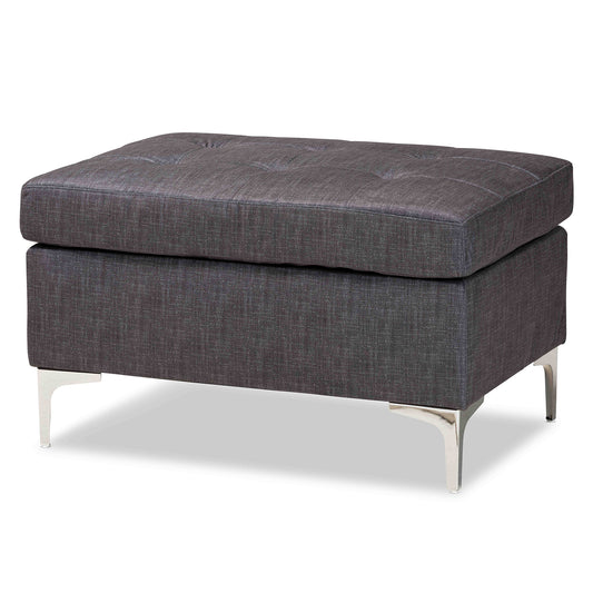 Riley Ottoman Modern Grey Fabric Upholstered Footrest and Accent Piece for Living Room or Bedroom