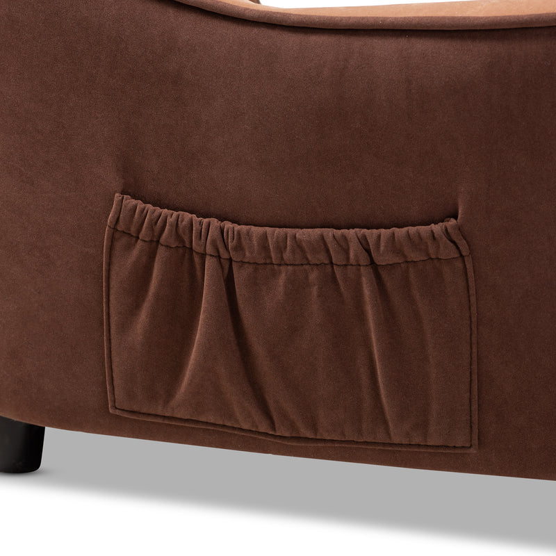 Hayes Pet Sofa Bed Modern Two-Tone Light and Dark Brown Fabric Upholstered Design for Pets