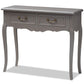 Capucine Console Table Antique French Country Style Gray Wood 2-Drawer Design for Living Room or Entryway Storage