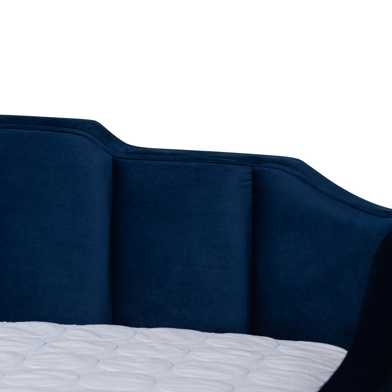 Lennon Daybed - Modern and Contemporary Navy Blue Velvet Fabric Upholstered with Trundle