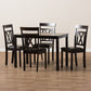 Rosie Dining Set Modern Contemporary Dark Brown Faux Leather Upholstered 5-Piece