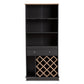 Mattia Wine Cabinet Modern Contemporary Dark Grey Oak Finished Wood Storage for Wine Bottles Glasses