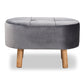 Simone Mid-Century Modern Ottoman Grey Velvet Upholstered Wood Footrest for Stylish Living Room Decor