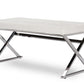 Herald Modern Rectangle Bench in Stainless Steel and White Faux Leather for Contemporary Living Spaces