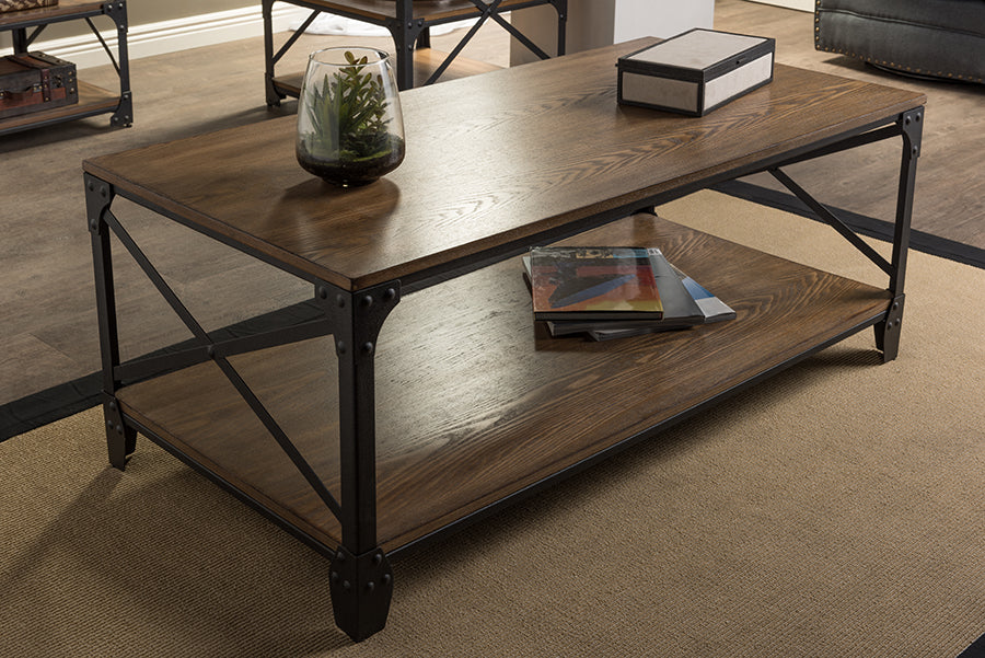 Greyson Vintage Industrial Antique Bronze Coffee Table - Stylish Cocktail Table with Rustic Charm and Unique Design