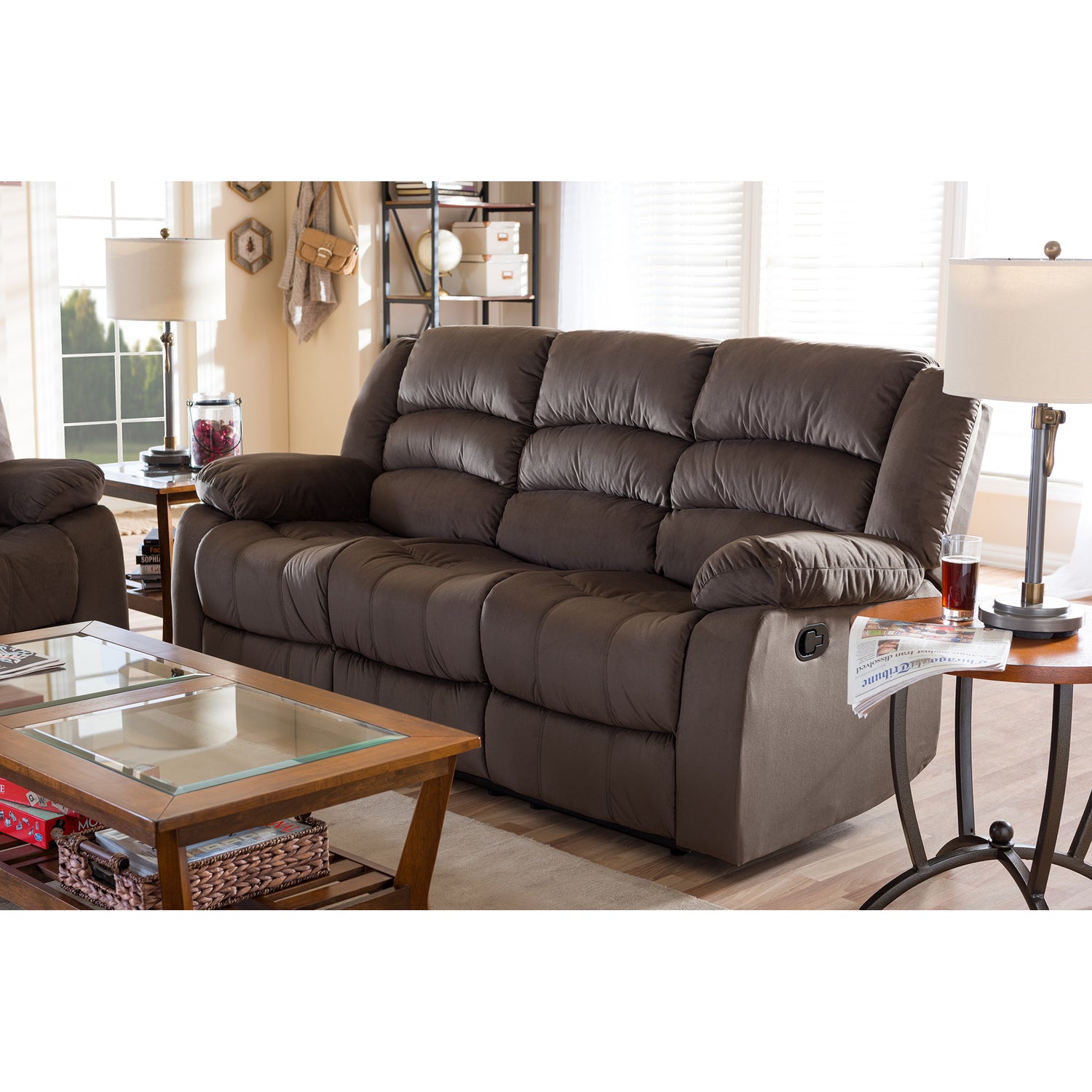 Hollace 3-Seater Recliner in Modern Taupe Microsuede for Ultimate Comfort and Style