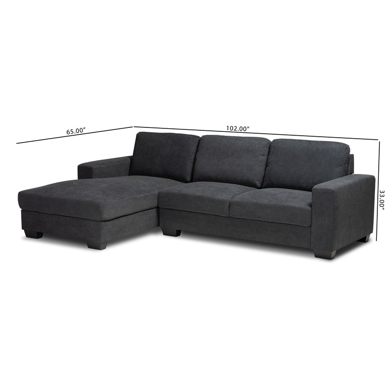 Nevin Sectional Sofa Modern and Contemporary Dark Grey Fabric Upholstered with Left Facing Chaise