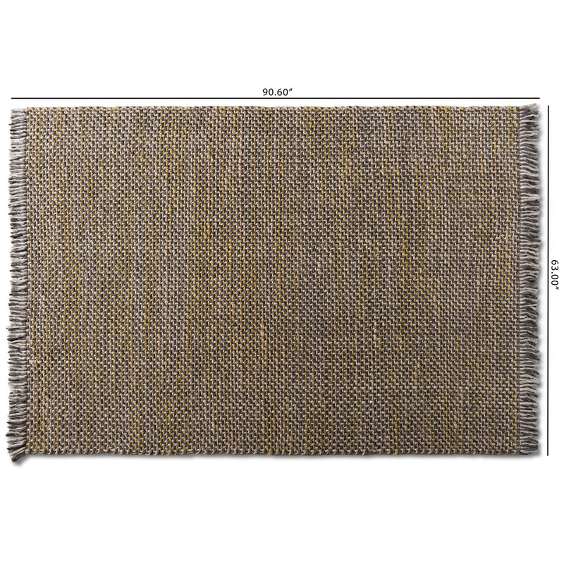 Nurten Area Rug Modern and Contemporary Yellow and Grey Handwoven Hemp Blend