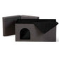 Faber Cat Litter Box Cover Modern Dark Grey Fabric Upholstered with Wood Design for Stylish Pet Housing