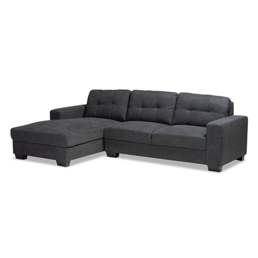 Langley Sectional Sofa Modern and Contemporary Dark Grey Fabric Upholstered with Left Facing Chaise