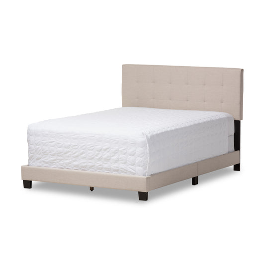 Brookfield Bed - Modern and Contemporary Beige Fabric Upholstered Grid-Tufting