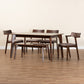 Berenice Dining Set Mid-Century Modern 6-Piece Collection in Warm Grey Fabric and Dark Brown Wood Finish