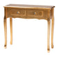 Newton Console Table Classic and Traditional Gold Finished Wood 2-Drawer