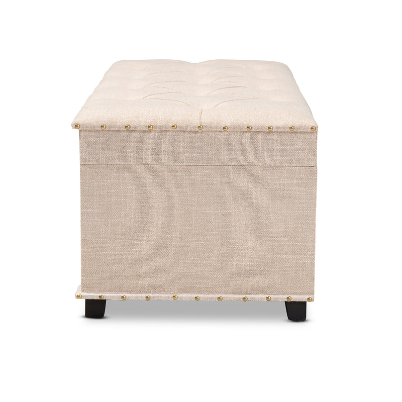 Kyra Ottoman Modern and Contemporary Beige Fabric Upholstered Storage Trunk