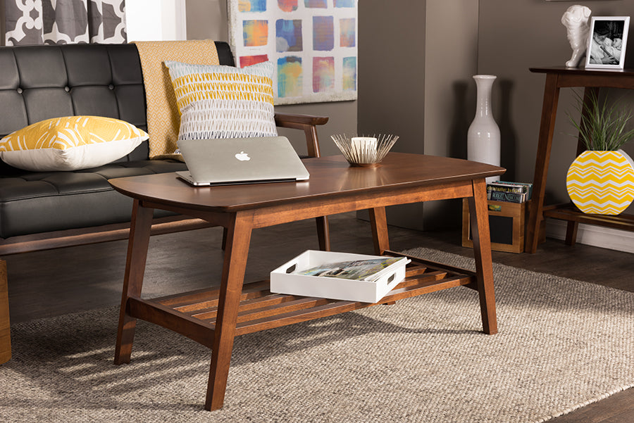 Sacramento Coffee Table Mid-century Modern Scandinavian Style Dark Walnut Finish