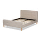 Samson Full Size Platform Bed Mid-Century Light Beige Fabric Upholstered Design for Stylish Bedroom Decor