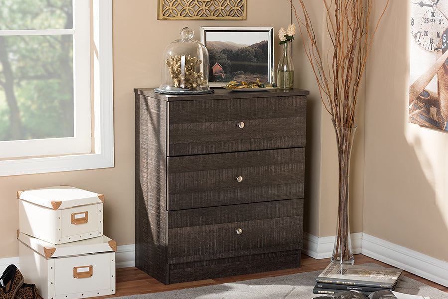 Decon Storage Chest Modern and Contemporary Espresso Brown Wood 3-Drawer