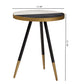 Lauro End Table Modern Round Glossy Marble with Two-Tone Black and Gold Metal Legs Stylish Accent Furniture for Living Room or Bedroom