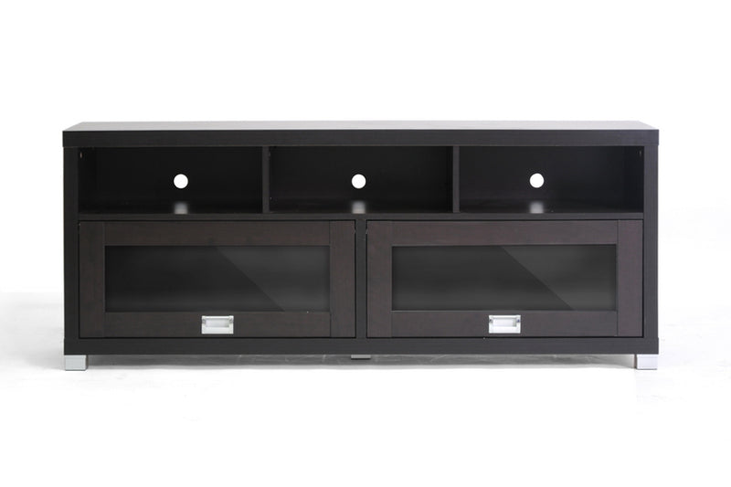 Swindon Modern TV Stand with Glass Doors and Storage Shelves for Living Room Entertainment Center