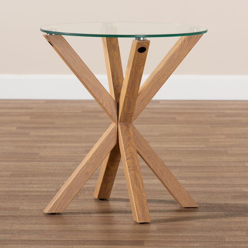 Lida End Table - Modern Contemporary Design with Glass and Wood Finish