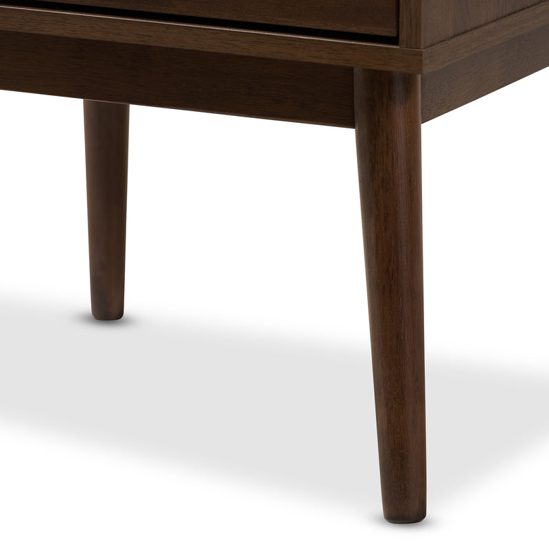 Disa Mid-Century Modern Nightstand Walnut Brown Finish with Storage Drawer and Stylish Design