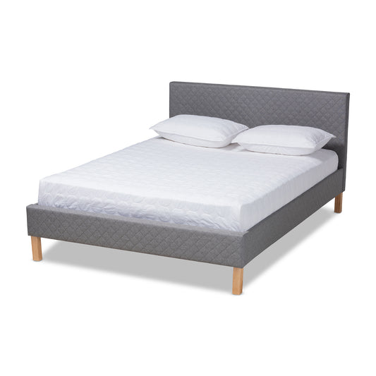 Aneta King Size Platform Bed Modern Grey Fabric Upholstered Design for Stylish Bedrooms