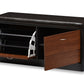 Foley Entryway Storage Bench Modern 2-Tone Dark Brown and Oak Shoe Rack Cabinet Organizer with Cushioned Seating