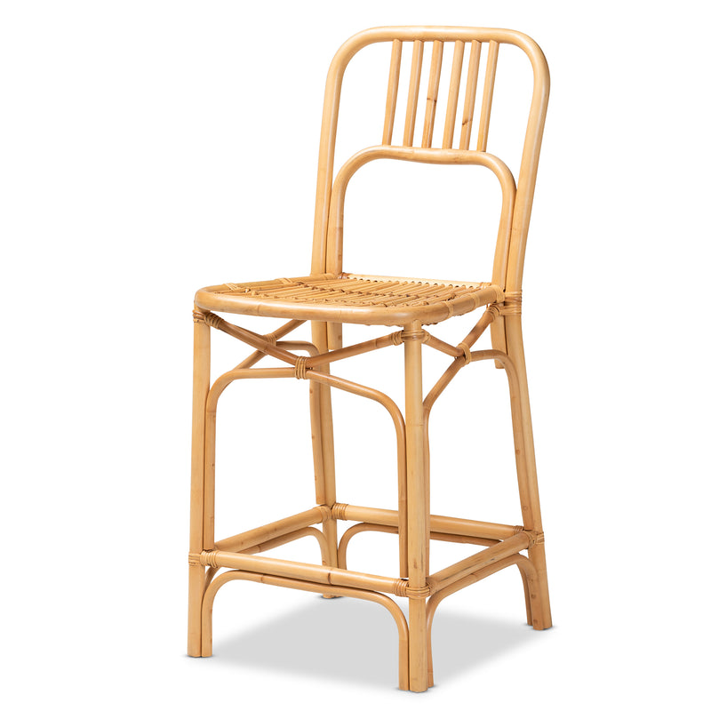 Ivora Counter Stool - Modern Bohemian Natural Brown Rattan Design for Stylish Decor and Comfortable Seating