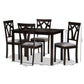 Sylvia Dining Set Modern Contemporary Grey Fabric Upholstered Dark Brown Finished 5-Piece