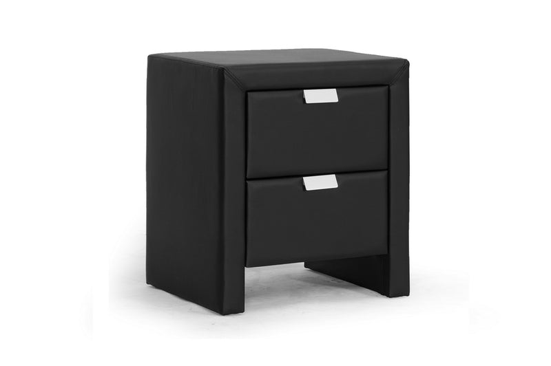 Frey Nightstand - Black Upholstered Modern Design