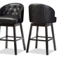 Avril Barstool Modern and Contemporary Black Faux Leather Tufted Swivel with Nail Head Trim Set of 2