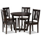 Elodia Dining Set Modern Contemporary Transitional Dark Brown Finished Wood 5-Piece