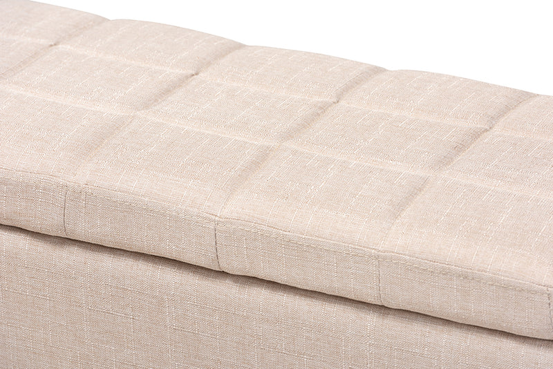 Fera Ottoman Modern and Contemporary Beige Fabric Upholstered Storage