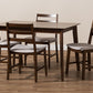 Nadine Dining Set Modern 5-Piece Collection with Walnut Finish and Light Grey Fabric Upholstery