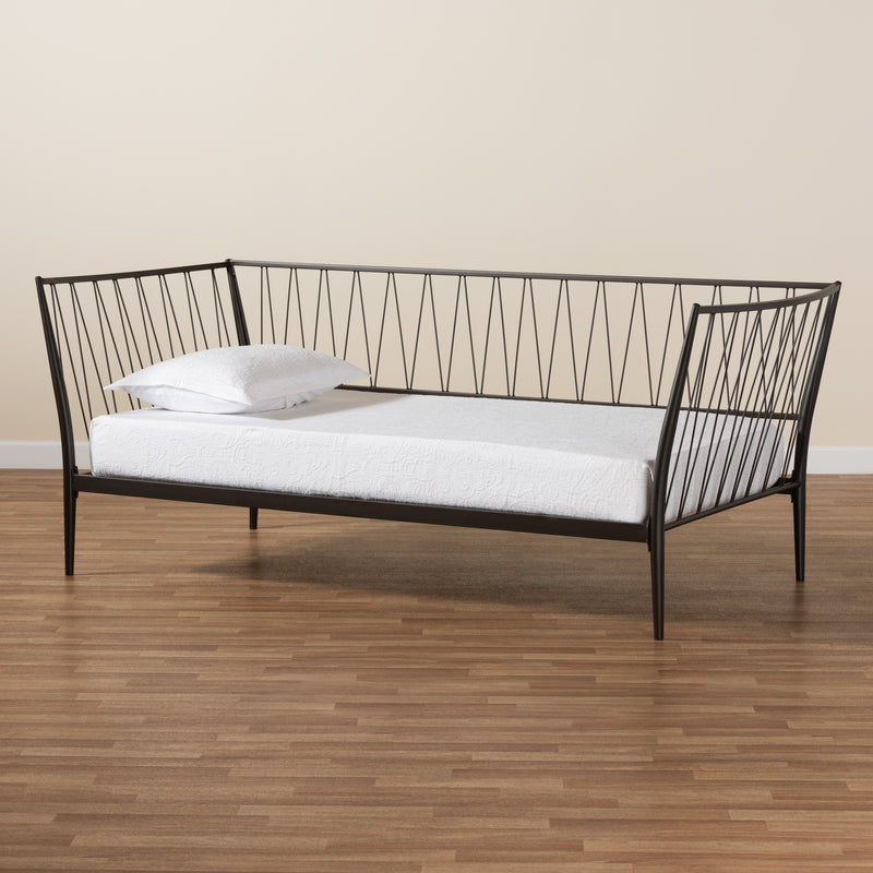 Lysa Twin Size Daybed Modern Black Finished Metal Frame for Stylish Bedroom or Guest Room Decor