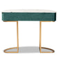 Beale Luxe Console Table Glam Green Velvet Upholstered Design with Brushed Gold Finish and Faux Marble Top, Includes 1 Stylish Storage Drawer