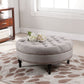 Palfrey Ottoman Beige Linen Modern Tufted