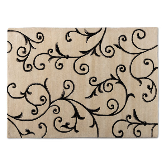 Trellis Area Rug Modern Hand-Tufted Wool Blend in Ivory and Black for Stylish Home Décor