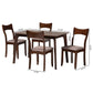 Adreana Dining Set Mid-Century Modern 5-Piece Collection with Warm Grey Fabric and Dark Brown Wood Finish