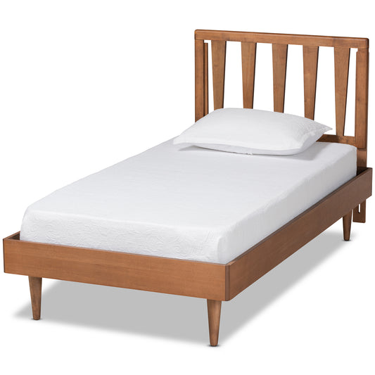 Kuro Twin Size Platform Bed Modern Walnut Brown Finished Wood Design for Stylish Bedrooms