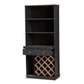 Mattia Wine Cabinet Modern Contemporary Dark Grey Oak Finished Wood Storage for Wine Bottles Glasses