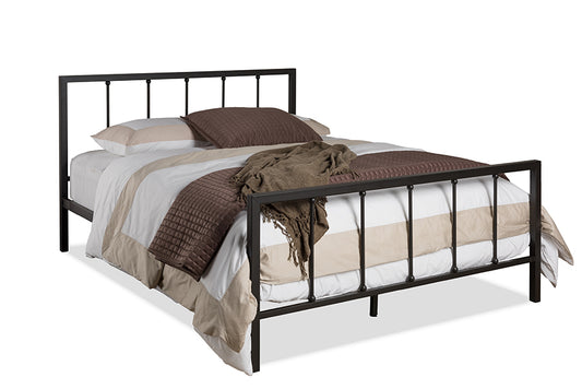 Amy Vintage Industrial Queen Size Platform Bed in Black Metal with Sturdy Frame and Stylish Design