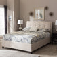 Lea Modern and Contemporary Beige Mix-Linen Storage Platform Bed