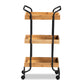 Baxter Mobile Kitchen Cart Modern 3-Tier Design with Oak Brown Wood and Black Metal Frame