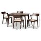 Berenice 5-Piece Dining Set: Mid-Century Modern Design with Cream Upholstery and Dark Brown Finished Wood